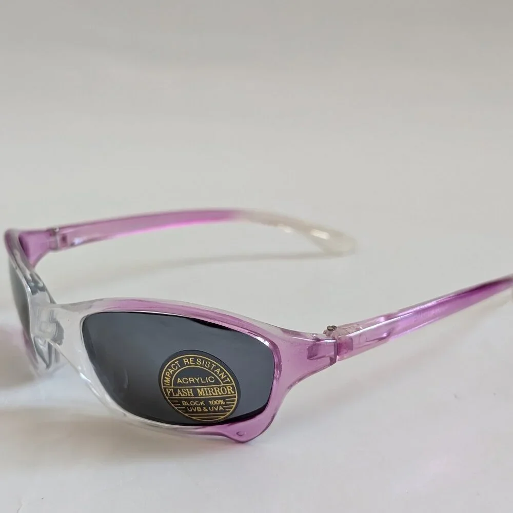 NWT Vintage 90's Kids Acetate Sporty Sunglasses (2 Tone Crystal Pink)